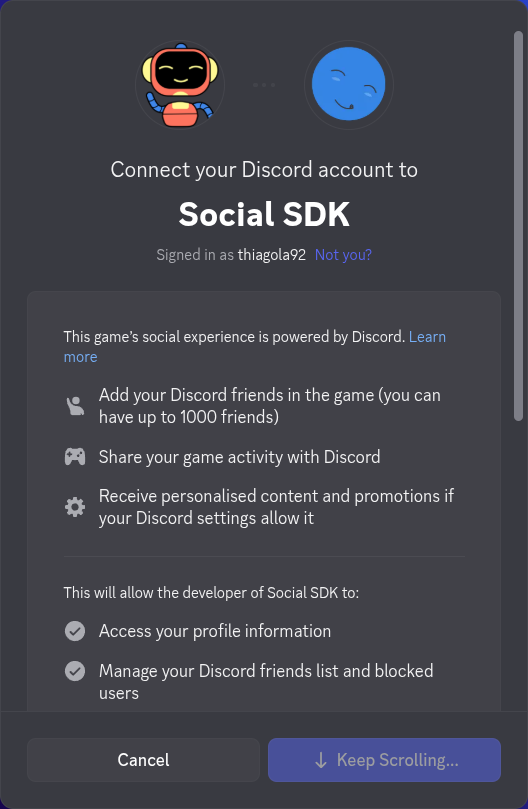 Example of how permission will be requested